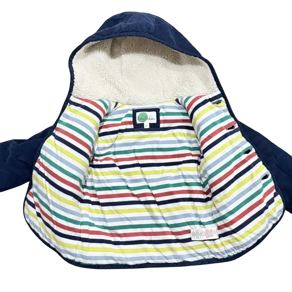 Baby Boden Navy Blue Corduroy‎ Hooded Dachshund Dog Coat 3-4Y